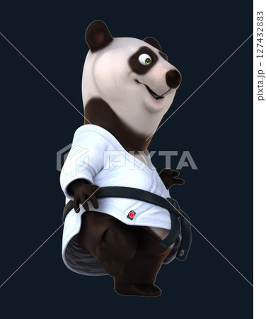 Fun 3D cartoon karateka panda (with alpha channel) 127432883