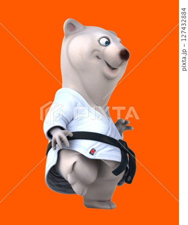 Fun 3D cartoon karateka bear (with alpha channel) 127432884