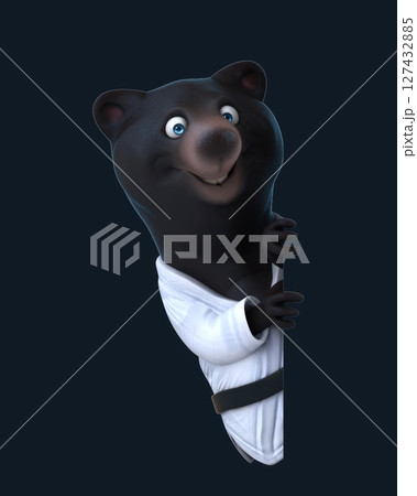 Fun 3D cartoon karateka bear (with alpha channel) 127432885