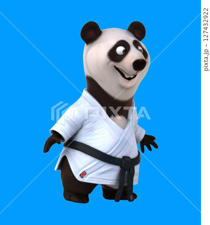 Fun 3D cartoon karateka panda (with alpha channel) Fun 3D cartoon karateka panda (with alpha channel) 127432922