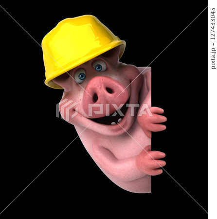 Fun 3D cartoon pig with a helmet (with alpha channel) Fun 3D cartoon pig with a helmet (with alpha channel) 127433045
