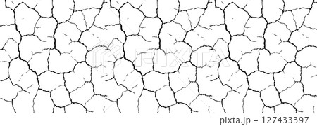 Realistic Cracked Ground Texture for Earthquake or Drought Concepts. Grunge Earth BG, Distressed Soil Background, Natural Disaster Element, Broken Surface Design. Vector Illustration. 127433397