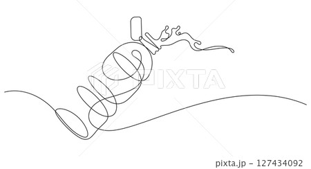 drinking water splashing bottle freshness purity one line drawing 127434092