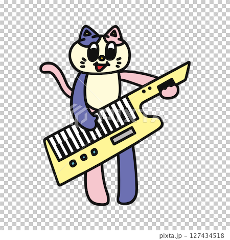 貓在肩上彈奏鍵盤 貓在肩上彈奏鍵盤 127434518