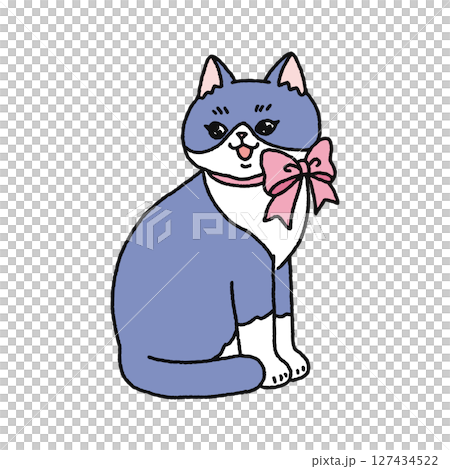 リボンをつけたカワイイ猫 127434522
