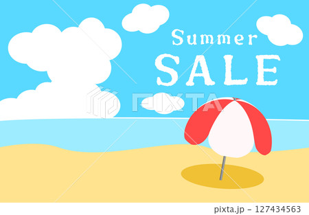 海の砂浜のサマーセール 127434563