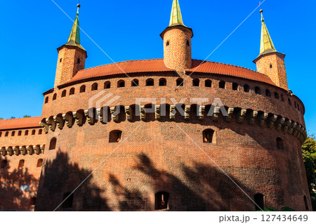 Krakow barbican - medieval fortification at city walls, Poland 127434649