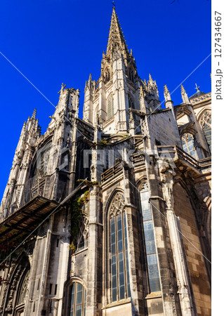 The church of Saint-Maclou church in Rouen, France. One of the best examples of the Flamboyant style of Gothic architecture in France 127434667