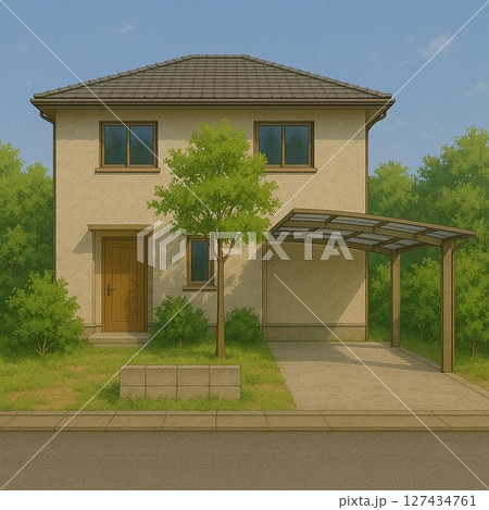 カーポート付きの戸建て住宅 127434761