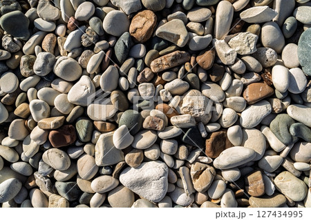 Smooth Beach Stones Collection A Natural Texture of Tranquility and Beauty on Shoreline Smooth Beach Stones Collection A Natural Texture of Tranquility and Beauty on Shoreline 127434995