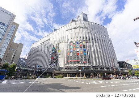 Osaka, Japan - Jan 2,2023 : Zebra crossing in front of Yodobashi building at Umeda station in Osaka, Japan on Jan 2,2023. 127435035