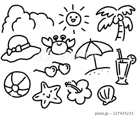 手描きの夏モチーフ 127435233