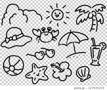 Hand drawn summer motifs 127435233
