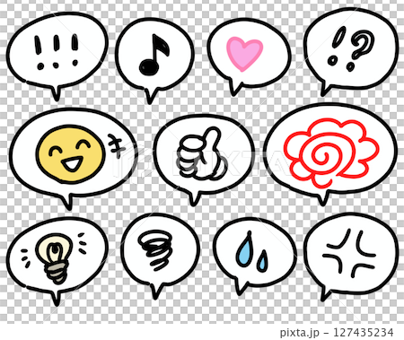 Set of various reaction speech bubbles_color 127435234