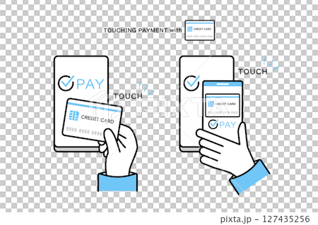 Illustration of touch payment using a credit card 127435256