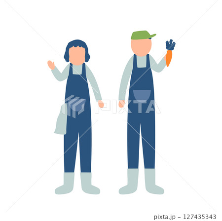 にんじんの収穫作業をする農家のイラスト 127435343
