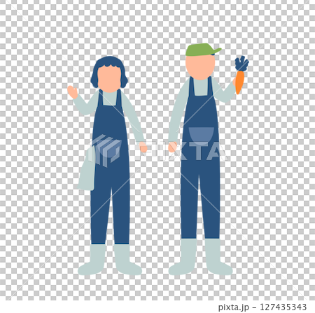 にんじんの収穫作業をする農家のイラスト 127435343