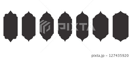 Islamic shapes Ramadan window frame design. Turkish and Indian vector ornament. Arabic door arch. Oriental architecture elements 127435920