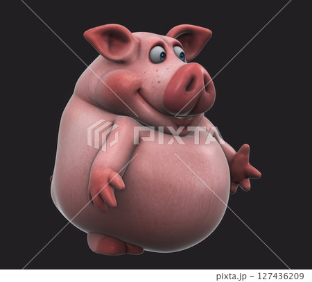 Fun 3D cartoon pig talking (with alpha channel) 127436209