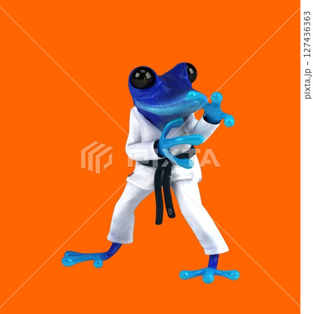 Fun 3D cartoon karateka frog (with alpha channel) Fun 3D cartoon karateka frog (with alpha channel) 127436363
