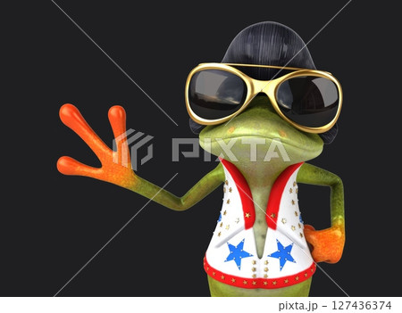 Fun 3D cartoon rocking frog (with alpha channel included) 127436374