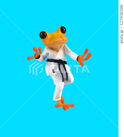 Fun 3D cartoon frog martial artist (with alpha channel) Fun 3D cartoon frog martial artist (with alpha channel) 127436386