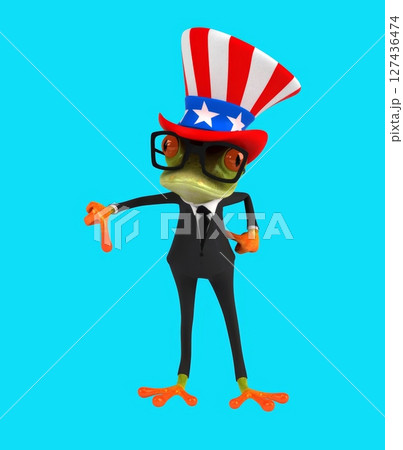 Fun 3D cartoon frog with an uncle sam hat(with alpha channel included) Fun 3D cartoon frog with an uncle sam hat(with alpha channel included) 127436474