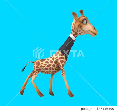 Fun 3D cartoon giraffe walking (with alpha channel) 127436490