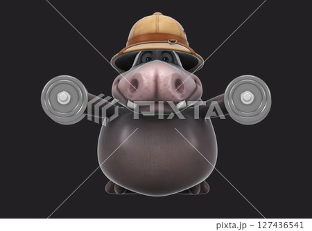 Fun 3D cartoon safari hippo (on alpha) 127436541
