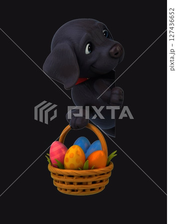 Fun 3D cartoon labrador with easter eggs (on alpha) 127436652