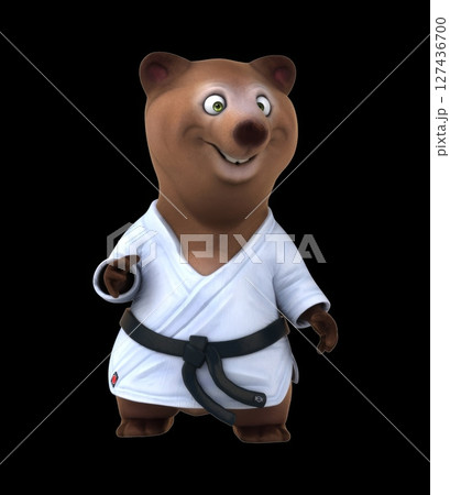 Fun 3D cartoon karateka bear (with alpha channel) 127436700