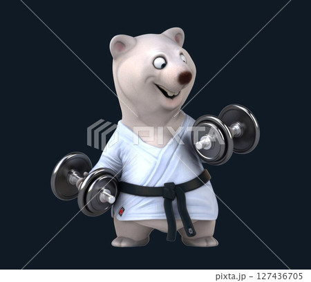 Fun 3D cartoon karateka bear (with alpha channel) Fun 3D cartoon karateka bear (with alpha channel) 127436705