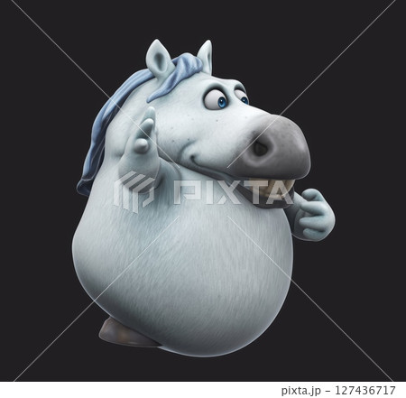 Fun 3D cartoon horse waving (with alpha channel) Fun 3D cartoon horse waving (with alpha channel) 127436717