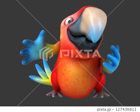 Fun 3d cartoon parrot waving (with alpha channel) Fun 3d cartoon parrot waving (with alpha channel) 127436811
