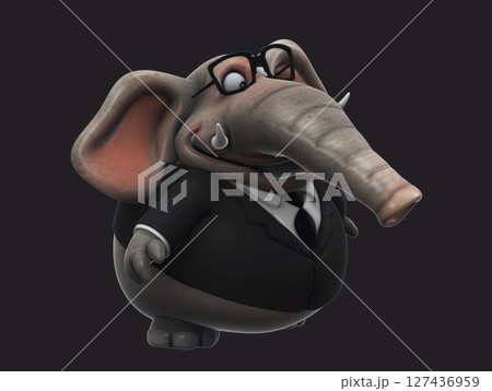 Fun 3D cartoon elephant talking (with alpha channel) 127436959