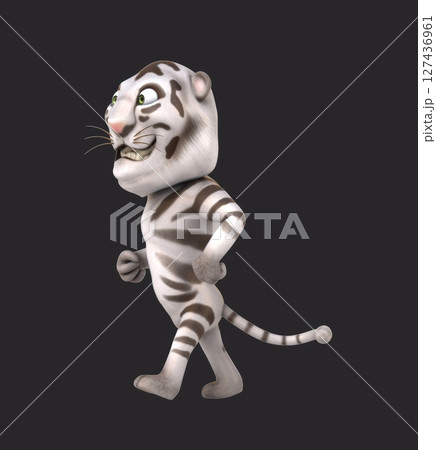 Fun 3D cartoon tiger walking (with alpha channel) 127436961