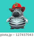 Fun 3D cartoon firefighter zebra (on alpha) 127437043