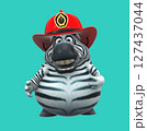Fun 3D cartoon firefighter zebra (on alpha) 127437044