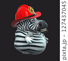 Fun 3D cartoon firefighter zebra (on alpha) 127437045