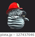 Fun 3D cartoon firefighter zebra (on alpha) 127437046