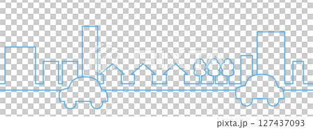 汽車行駛的城市景觀輪廓 127437093