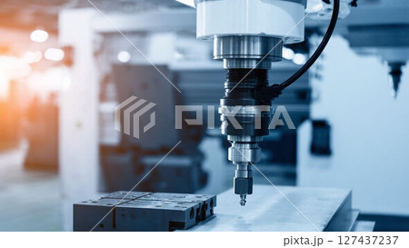 Close up CNC milling machine 127437237