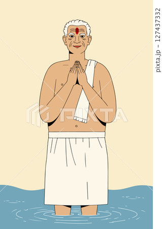 Hindu Priest in Prayer 127437332