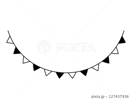 モノクロのシンプルなガーランドのカーブライン 127437936
