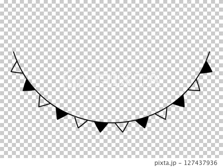 モノクロのシンプルなガーランドのカーブライン 127437936