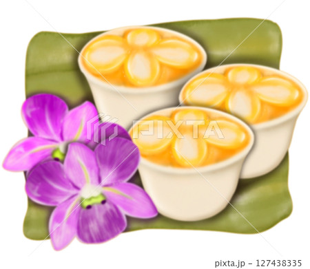 Thai Traditional Desserts Cute Collection hand drawn style illustrations. 127438335