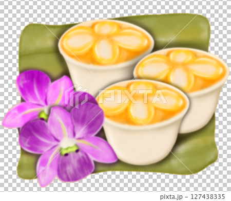 Thai Traditional Desserts Cute Collection hand drawn style illustrations. 127438335