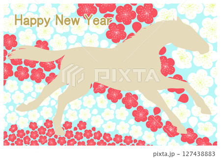 走る馬と梅の背景 127438883