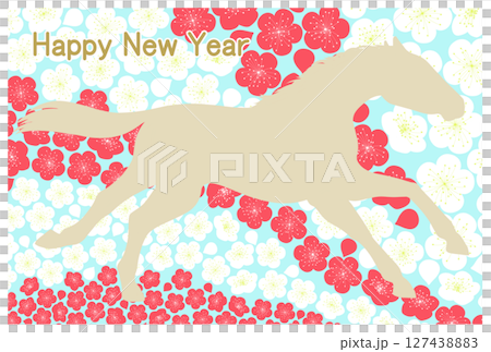 走る馬と梅の背景 127438883