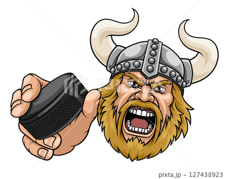Viking Ice Hockey Sports Team Mascot Man 127438923